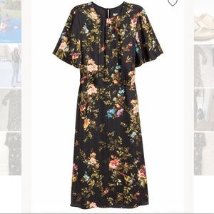 Black floral midi dress